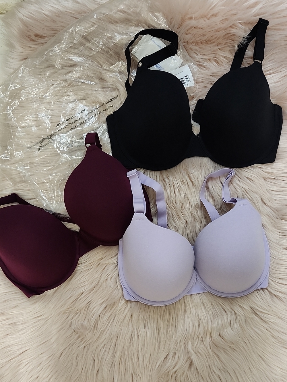 Brand New 3CT BUNDLE FRUIT OF THE LOOM LIGHTLY LINED T-SHIRT BRA-34DDD
